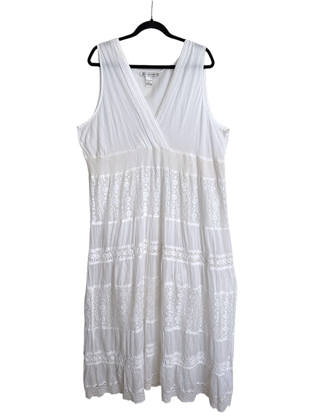 Cute Options 3X White Cotton Crochet Lace Maxi Dress Boho Y2K Cottagecore